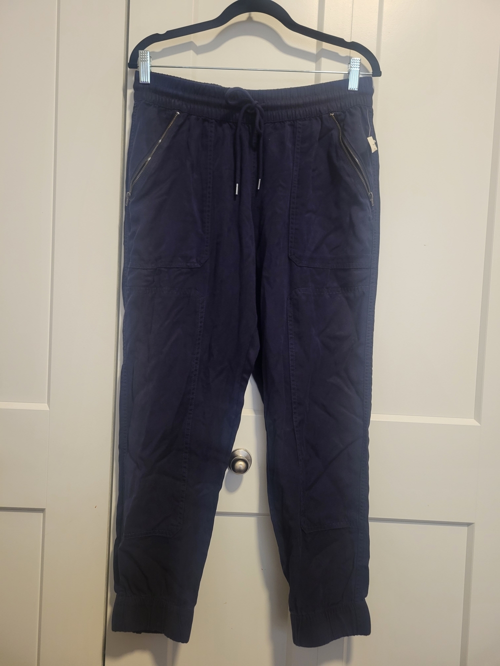 Nicole Miller 100% Lyocell Women's Navy Drawstring Jogger Pants, Size M